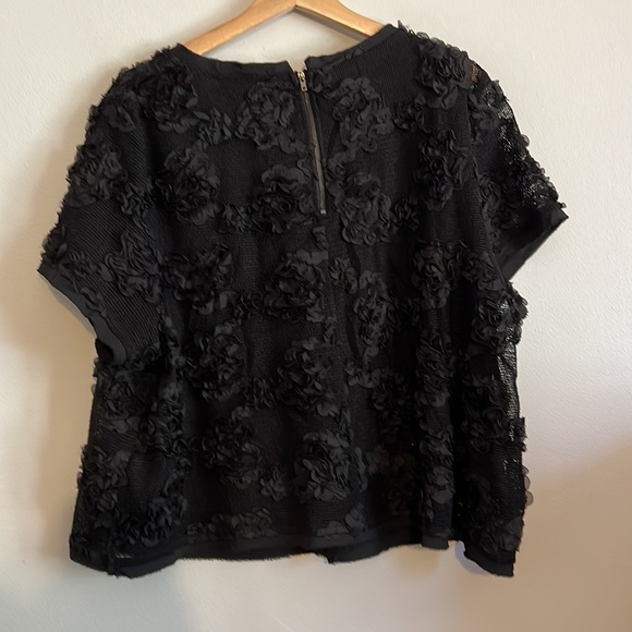 City Chic Plus Size Black Flower Garden Appliqué Cropped Top - Picture 5 of 5